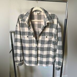 Plaid Women's Jacket in Black and Cream